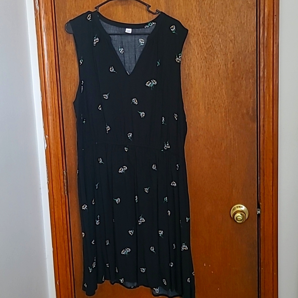Old Navy Black & White Floral Print Sleeveless Dress Womens Plus Size XXL